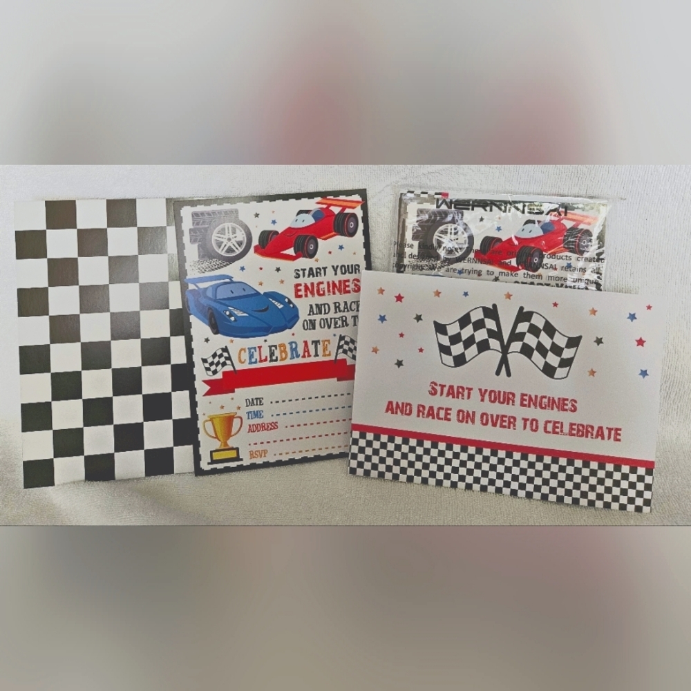 Race car-themed children's invites